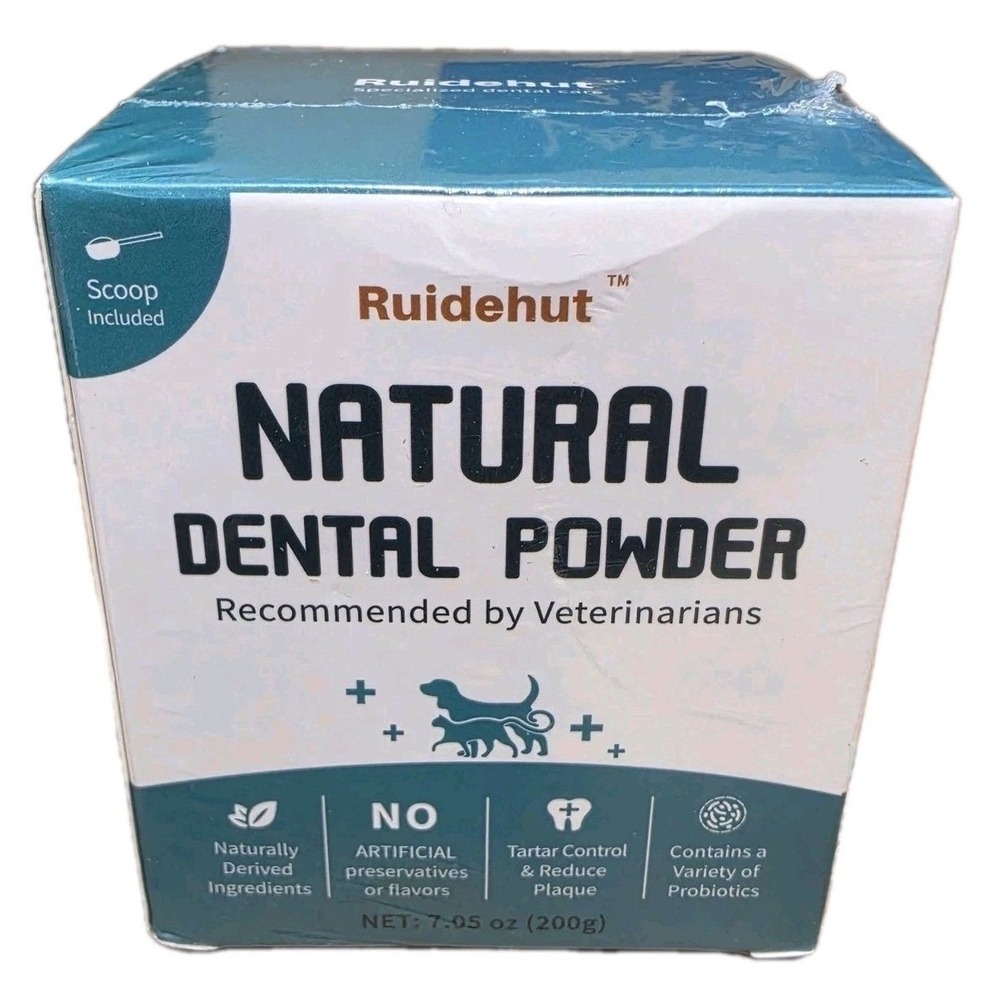 Ruidehut Natural Dental Powder Cats & Dogs, 7.05 oz 200 gram NEW Exp 05/2028